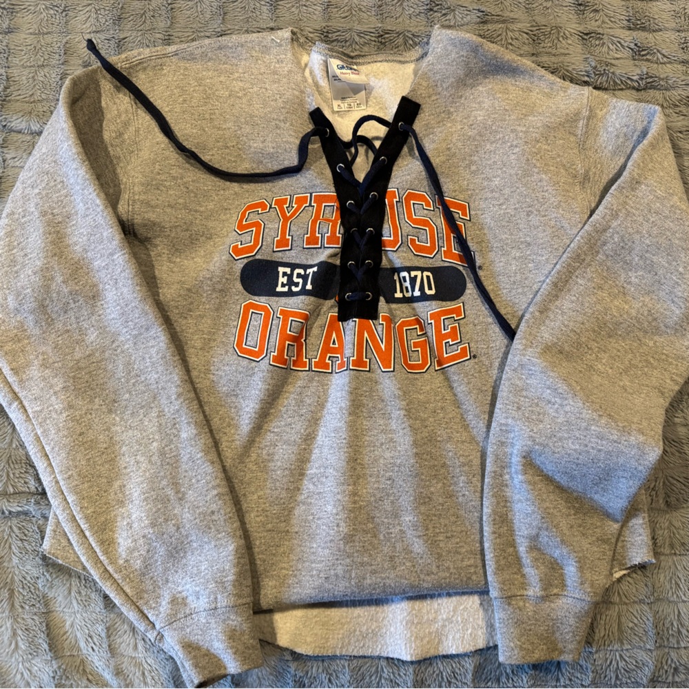 Gildan Syracuse University lace-up Gray Heavy Blend Hoodie
